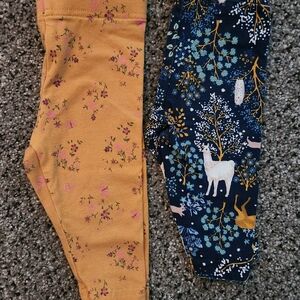 Carter's Tan and Blue Leggings with Whimsical Prints